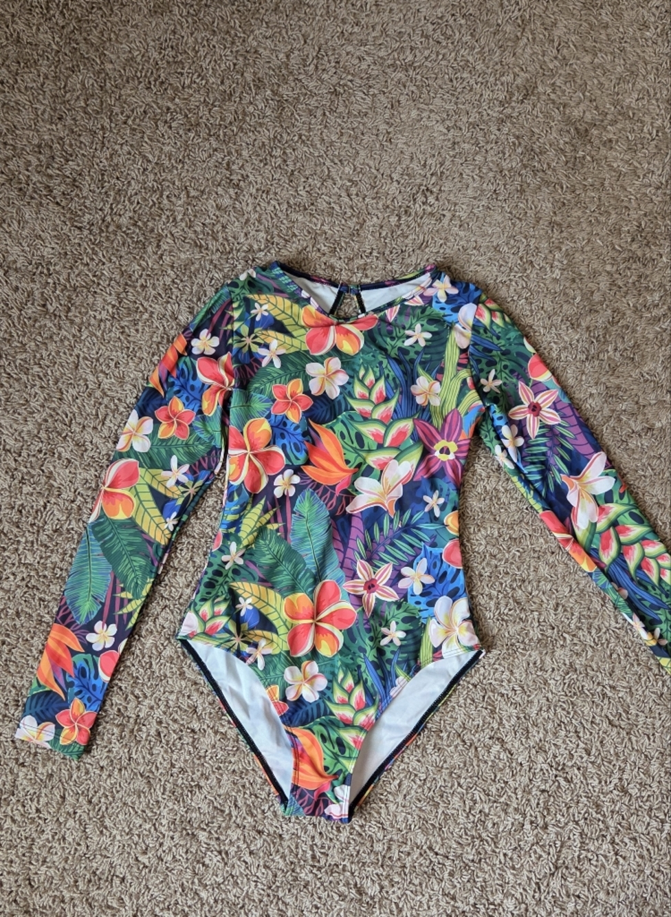 Tropical Floral Long-Sleeve Swimwear - Multicolor